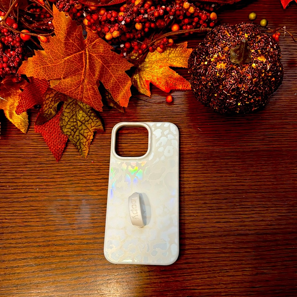 iPhone 14 Pro Max iridescent leopard loopy case